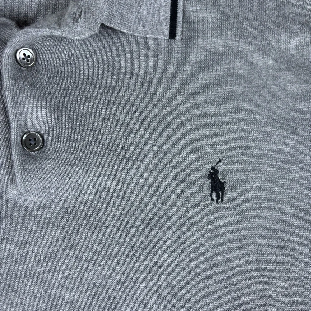 RLX‎ Ralph Lauren Sweater Polo Shirt Mens XL Gray Knit Short Sleeve Pony Logo